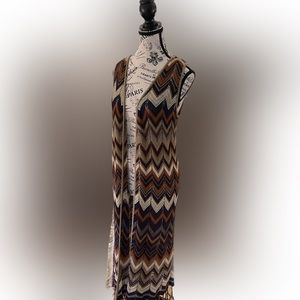 Open Front. Chevron. Sweater Duster. XL.